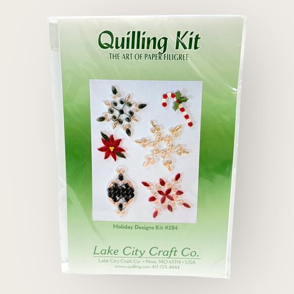 Lake City Craft Co Quilling Kit Holiday Designs #284 Snowflake Poinsettia Orname - Picture 1 of 2